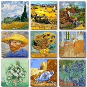 Van Gogh Diamond Painting Kits for Adults, DIY 5D Diamond Art Kits for Beginners, Starry Night Arts and Sunflower Crafts Diamond Art for Living Room, Kids Room Wall Art