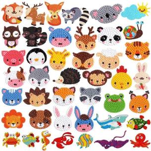 Easy to DIY Creative Animal Diamond Art Sticker Craft by Numbers Kits for Kids and Adult Beginners - 副本