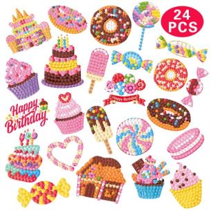 Birthday Diamond Painting Stickers Kit,5D DIY Unicorn Diamond Dots Self-Adhesive Mosaic Stickers Crafts Gift for Boys Girls 4-8-10-12