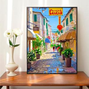 Scenery-Cityscape DIY Acrylic Oil Painting Paint by Numbers Kits on Canvas,Adults Paint by Numbers Kits Drawing Paintwork for Home Decor