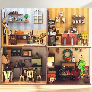 Educational DIY Miniature House Kit Eco-Friendly Wooden Puzzles Diy Miniature Dollhouse House Kit