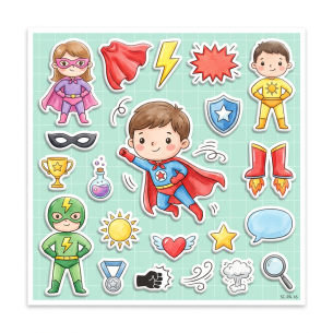 Superheroes Watercolor Puffy Sticker Sheet - 18 Count
