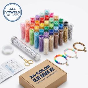 24-Color Polymer Clay Beads Kit | Bulk Round Spacer Bead Set | Wholesale - 副本