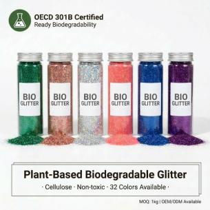 Biodegradable Glitter Powder OECD 301B Certified Plant Based Eco Glitter Wholesale OEM ODM