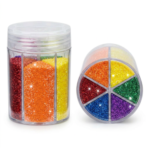  6-Color Fine Glitter Shaker Jar | 6-Compartment Wholesale Kit