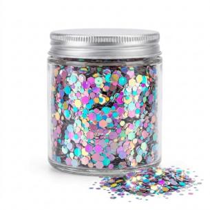 Holographic Aurora Chunky Glitter Mix — Iridescent Hexagon Flakes for Resin, Tumbler & Festival Body Art