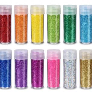 12-Color Rainbow Craft Glitter Set — Mass Retail PDQ Variety Pack for Schools, Kids Craft, Card Making