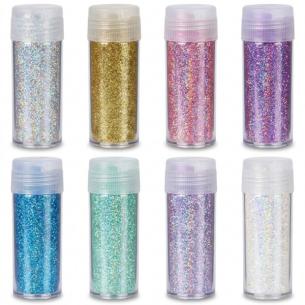 Unicorn 8-Color Iridescent Glitter Jar Set — Girls Craft & Birthday Party Mass Retail Pack