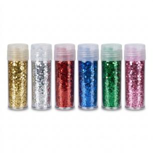 Chunky 6-Color Slime Glitter Set — Large Hex Flake Mix for DIY Slime, Resin & Sensory Crafts