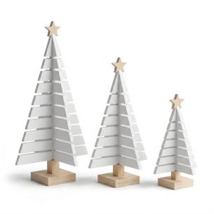 Wholesale Nordic Wooden Tabletop Christmas Tree Set of 3 — Custom OEM/ODM,  Matte White,