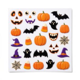  Halloween 3D Puffy Stickers — EVA Foam Pumpkin Make-a-Face Set