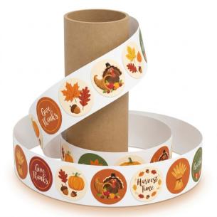  Thanksgiving Fall Harvest Sticker Roll — 1,000+ Autumn Stickers per Roll