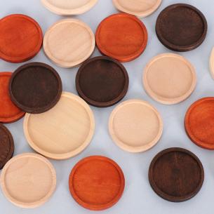 Miniature Wooden Round Serving Trays – Dollhouse Cake & Fruit Display Plates | Food-Play Scene Props – Bulk Wholesale OEM