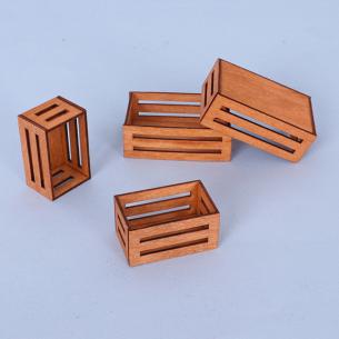 Dollhouse Miniature Storage Baskets – Wood-Frame Woven Look Bins | 1:12 Scene Organization Props – Bulk Wholesale OEM