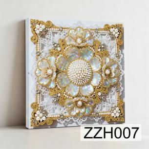 Gold Medallion Filigree Square – Framed Pearl Diamond Painting, 20×20 cm and 30×30 cm