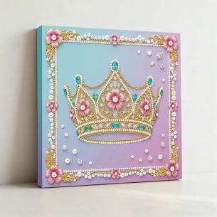 Jeweled Crown on Lavender – Framed Pearl Diamond Painting, 20×20 cm and 30×30 cm