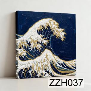 Great Wave in Pearls – Framed Pearl Diamond Painting, 20×20 cm and 30×30 cm