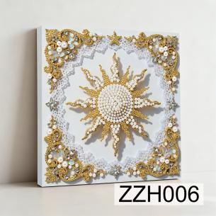 Golden Sunburst Medallion – Framed Pearl Diamond Painting, 20×20 cm and 30×30 cm