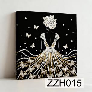 Ballerina Dress Silhouette – Framed Pearl Diamond Painting, 20×20 cm and 30×30 cm