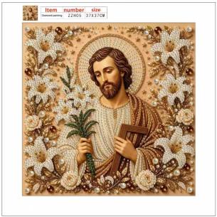 Jesus Holding Staff – Framed Pearl Diamond Painting, 20×20 cm and 30×30 cm