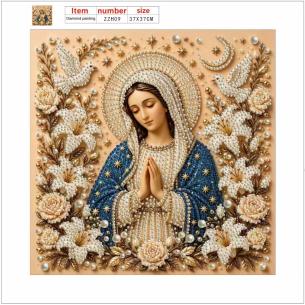 Madonna Praying with Roses – Framed Pearl Diamond Painting, 20×20 cm and 30×30 cm