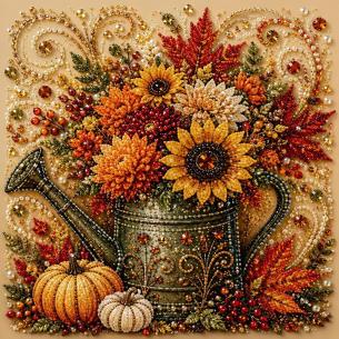 Autumn Floral Bouquet – Framed Pearl Diamond Painting, 20×20 cm and 30×30 cm