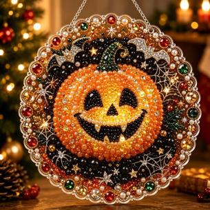 Glowing Jack-o-Lantern Ornament – Pearl Acrylic Hanging Ornament, 20×20 cm and 30×30 cm