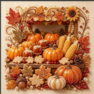 Pumpkin Truck Bed – Framed Pearl Diamond Painting, 20×20 cm and 30×30 cm