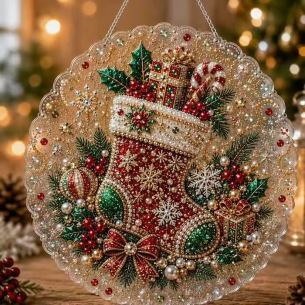 Christmas Stocking Ornament – Pearl Acrylic Hanging Ornament, 20×20 cm and 30×30 cm