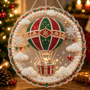 Hot Air Balloon Ornament – Pearl Acrylic Hanging Ornament, 20×20 cm and 30×30 cm