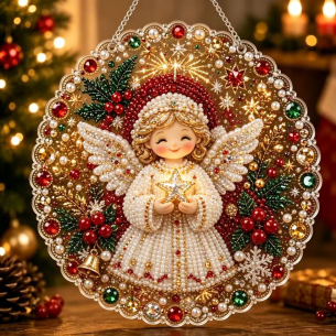 Christmas Angel Ornament – Pearl Acrylic Hanging Ornament, 20×20 cm and 30×30 cm