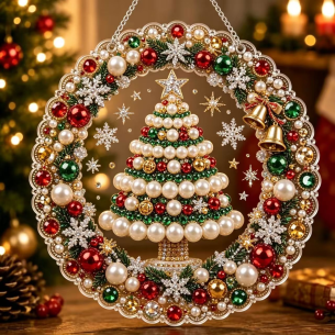 Pearl Bead Christmas Tree Ornament – Pearl Acrylic Hanging Ornament, 20×20 cm and 30×30 cm