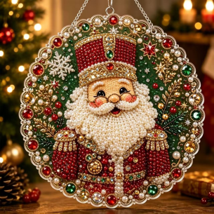 Classic Santa Ornament – Pearl Acrylic Hanging Ornament, 20×20 cm and 30×30 cm