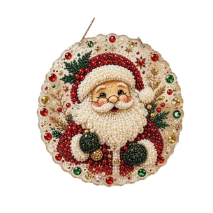 Round Santa Ornament – Pearl Acrylic Hanging Ornament, 20×20 cm and 30×30 cm