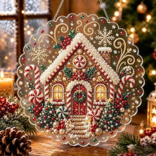 Gingerbread House Ornament – Pearl Acrylic Hanging Ornament, 20×20 cm and 30×30 cm