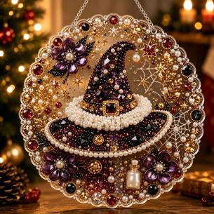 Witch Hat Halloween Ornament – Pearl Acrylic Hanging Ornament, 20×20 cm and 30×30 cm