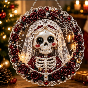 Skeleton Bride Ornament – Pearl Acrylic Hanging Ornament, 20×20 cm and 30×30 cm