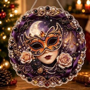 Masquerade Mask Ornament – Pearl Acrylic Hanging Ornament, 20×20 cm and 30×30 cm