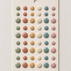 Muted Naturals Enamel Dots – 60 Self-Adhesive Dots, 6/10/14 mm, 3×5 in Sheet