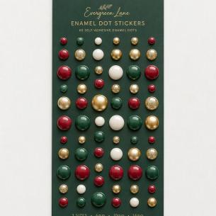 Christmas Festive Enamel Dots – 60 Self-Adhesive Dots, 6/10/14 mm, 3×5 in Sheet