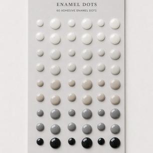 Monochrome Neutral Enamel Dots – 60 Self-Adhesive Dots, 6/10/14 mm, 3×5 in Sheet