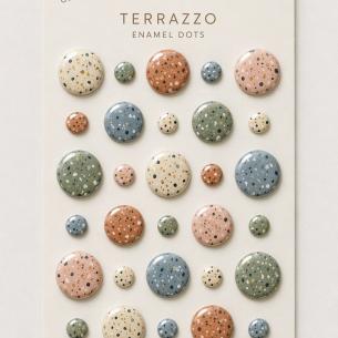 Terrazzo Enamel Dots – 60 Self-Adhesive Dots, 6/10/14 mm, 3×5 in Sheet