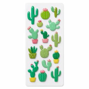 Cactus Enamel Stickers – Self-Adhesive 3D Enamel Craft Stickers
