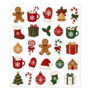 Winter Christmas Motifs – OEM Die Cut Sticker Sheets