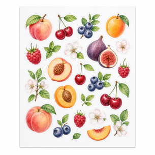 Summer Stone Fruit – OEM Die Cut Sticker Sheets