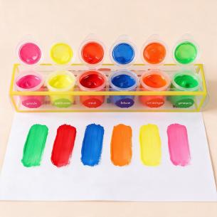 6-Color Neon Fluorescent Finger Paint Set – Vibrant Glow Pigment Pots with Brush