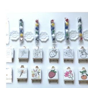Mini Square Canvas Painting Kit with Wooden Easel – 8x8cm / 10x10cm / 15x15cm Stretched Canvas Set