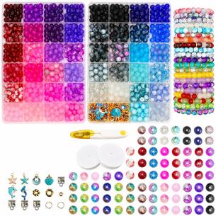 Wholesale Crackle Glass Bead Bracelet Kit