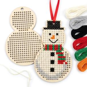 Christmas Snowman Wooden Cross Stitch Kit