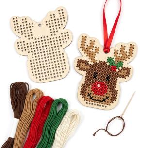 Christmas Reindeer Wooden Cross Stitch Kit